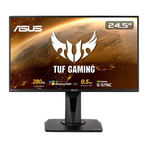 ASUS TUF Gaming 24.5” 1080P HDR Monitor VG258QM - Full HD, 280Hz (Supports 144Hz), 0.5ms, Extreme Low Motion Blur Sync, G-SYNC Compatible, DisplayHDR 400, Speaker, DisplayPort HDMI, Height Adjustable - 24.5" 0.5ms 280Hz G-SYNC Height Adjustable