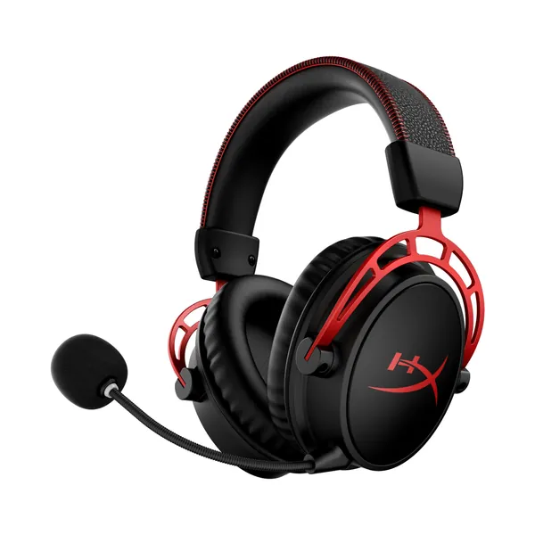 HyperX Cloud Alpha Wireless - Gaming Headset for PC, 300-hour Battery Life, DTS Headphone:X Spatial Audio, Memory Foam, Dual Chamber Drivers, Durable Aluminum Frame, Black/Red - 