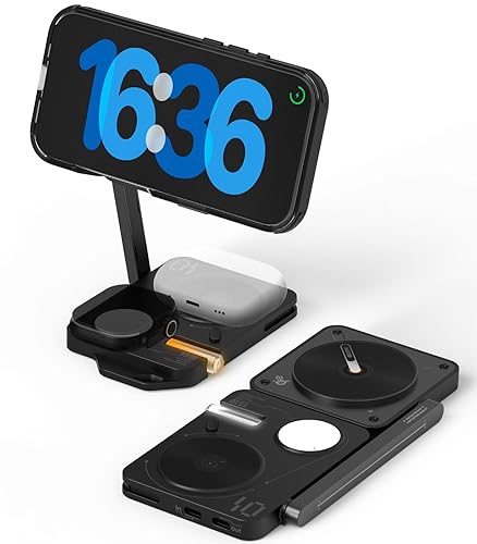 Aulumu M01 4-in-1 Qi2 Wireless Charging Station Kompatibel mit MagSafe | V2 Aktualisierte Version | Zusammenklappbares Magnetisches Wireless Charger für iPhone & Apple Watch/AirPods
