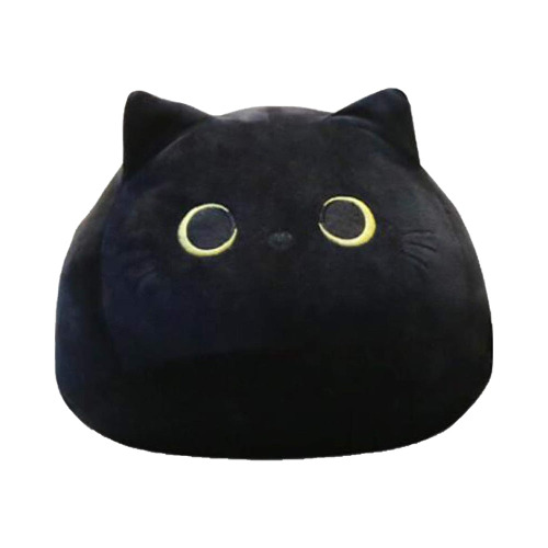 Adorable Squishy Black Cat Pouf Plush Toy