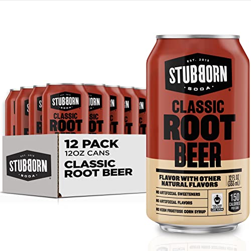 STUBBORN SODA, Classic Root Beer, 12oz Cans (12 Pack) - Root Beer - 12 Fl Oz (Pack of 12)