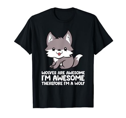 Wolves Are Awesome. I'm Awesome Therefore I'm a Wolf T-Shirt - Girls - Bright Blue Heather - Large