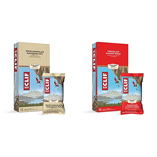 CLIF BAR - Energy Bars - White Chocolate Macadamia Flavour - Packaging May Vary & CLIF BAR - Energy Bars - Chocolate Almond Fudge - (68 Gram Protein Bars, 12 Count) Packaging May Vary