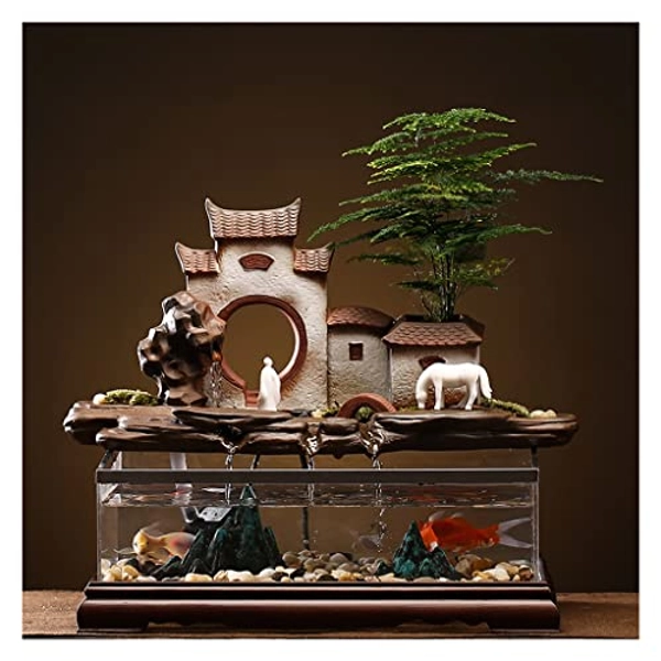 CEMU Rocaille Qui coule Fontaine de Table Zen Petit Aquarium Bureau Fontaine d'eau Bureau Maison Cadeau décoration Fontaine d'intérieur décor Taille unique