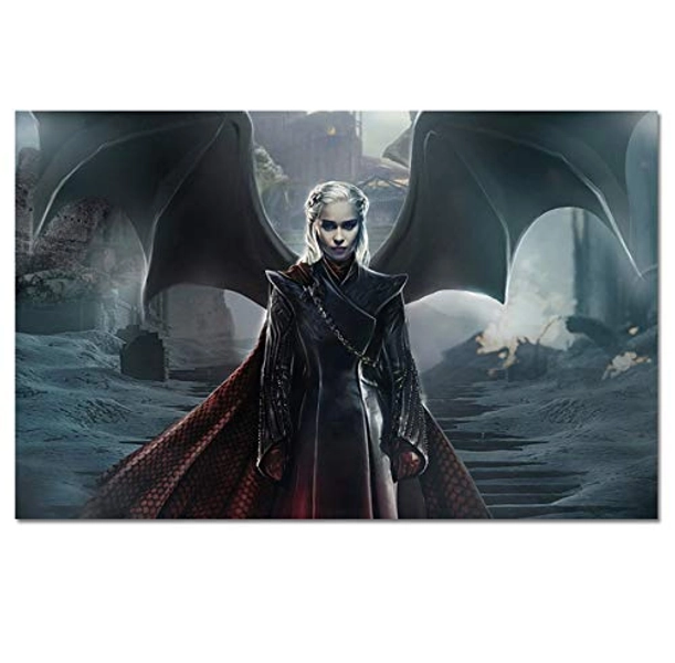 DPFRY Peinture sur Toile Mur Art Photo Daenerys Targaryen Jeu De Thrones TV Montre Affiche Imprimer Peinture sur Toile Cadeau sans Cadre 40 * 65 Cm