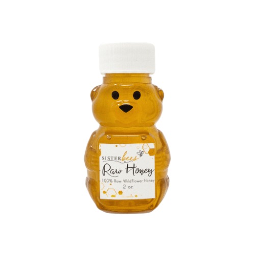 100% Raw Michigan Wildflower Honey Bear 2 oz by Sister Bees