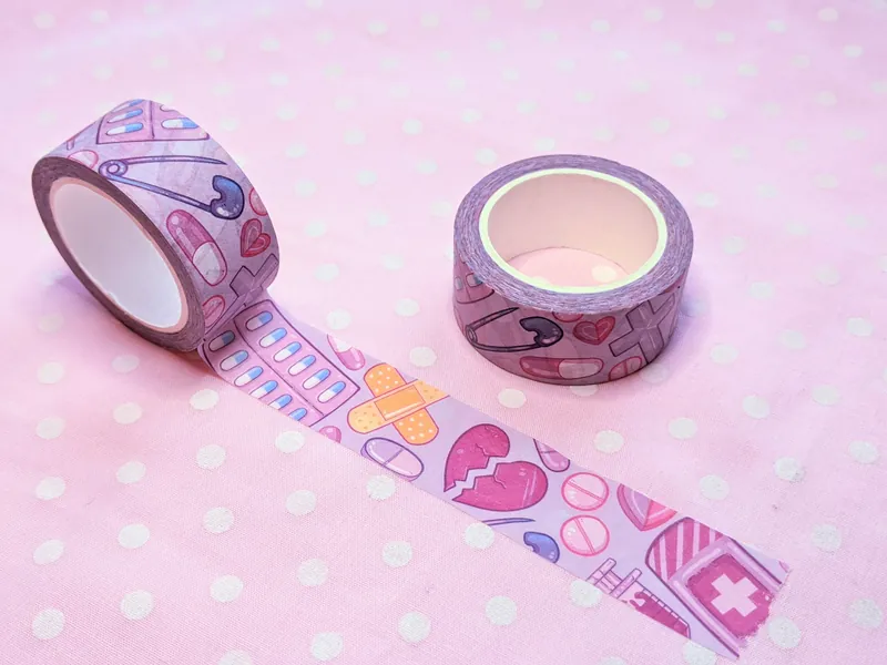 Menhera Washi tape 20mm, Japanese stationary, decorative tape, planner tape, cute journal paper tape, kawaii washi tape