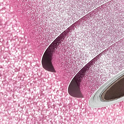 FunStick 15.8"x240" Light Pink Glitter Wallpaper Self Adhesive