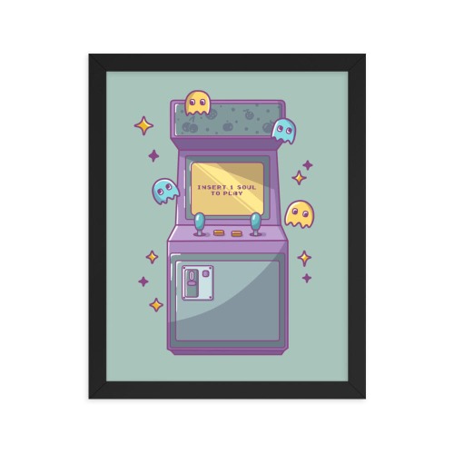 Insert 1 Soul to Play | Framed poster | Retro Gaming - Black / 11″×14″