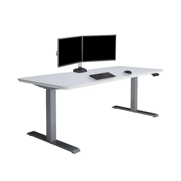 Vari Electric Standing Desk 72" x 30" (VariDesk) - Sit to Stand Raising Desk for Office or Home - Program 4 Height Settings - Powerful Dual Motor Adjustable Desk w/Sturdy Steel Legs (White) - White
