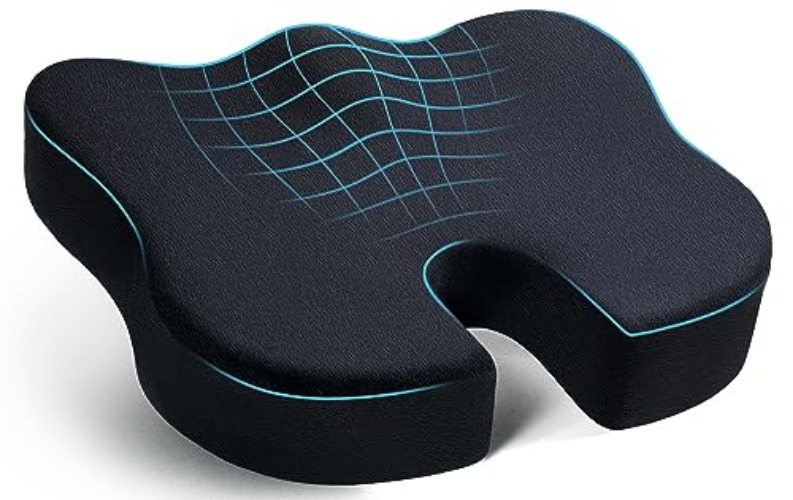 Seat Cushion, Office Chair Cushion, Car Seat Cushion, Memory Foam Large and Thick Chair Cushions for Tailbone, Sciatica, Lower Back Pain Relief (Velvet Cover, Black) - Velvet Cover Black - for Chair/Car