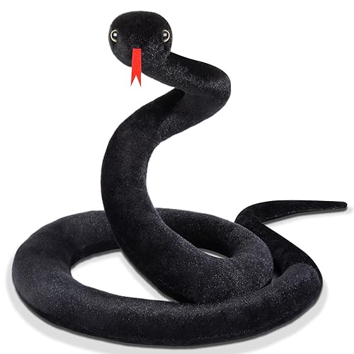 GDZRDFLH Stuffed Snake Animal, 80 in Stuffed Snake Plush,Large Giant Stuffed Animals Snake, Lifelike Plush Snake Cute Stuffed Animals for Birthday Present Party Prank Prop (Black) - Black