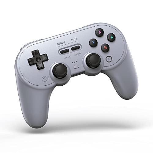 8Bitdo Pro 2 Bluetooth Controller for Switch, PC, macOS, Android, Steam & Raspberry Pi (Gray Edition) - single
