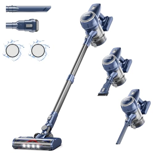Tryseek Cordless Vacuum Cleaner, 26kPa Powerful Stick Vacuum with 2 Suction Modes, 45 Mins Runtime, Lightweight & Ultra-Quiet Vacuum Cleaners for Home Hardwood Floor Low-Pile Carpet Pet Hair - Dark Blue