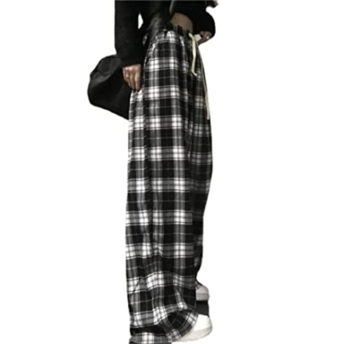 Plaid Pants for Women Goth Pants Alt Pants Baggy Pants for Women Alt Clothing Alternative Clothing - Black Medium