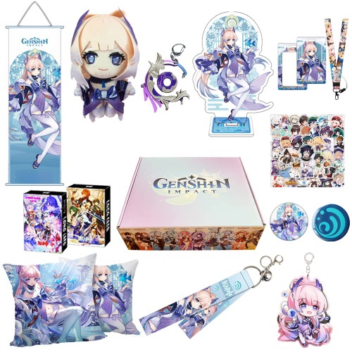 Genshin Impact Box - Including Doll,Pillowcase,Hanging Pictur,Stand,Amulet,Keychain,Pendant,2 Brooch,30 Lomo Card,50 Sticker - Kokomi