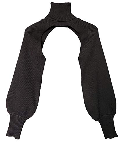 xxxiticat Women's Turtleneck Shrug Sweater Long Sleeve High Neck Cutout Knitted Arm Warmer Cropped Sweaters - One Size - Black