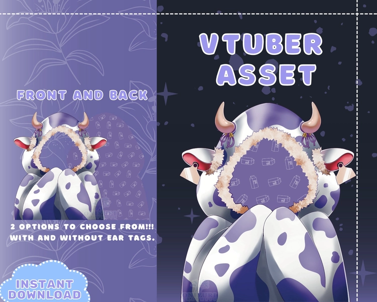 VTUBER Assets - Purple Milk Cow Cloak | Blanket | Twitch | Streaming | Discord | Custom | Moo Jacket | PNGTuber | GIF Tuber | Accessory
