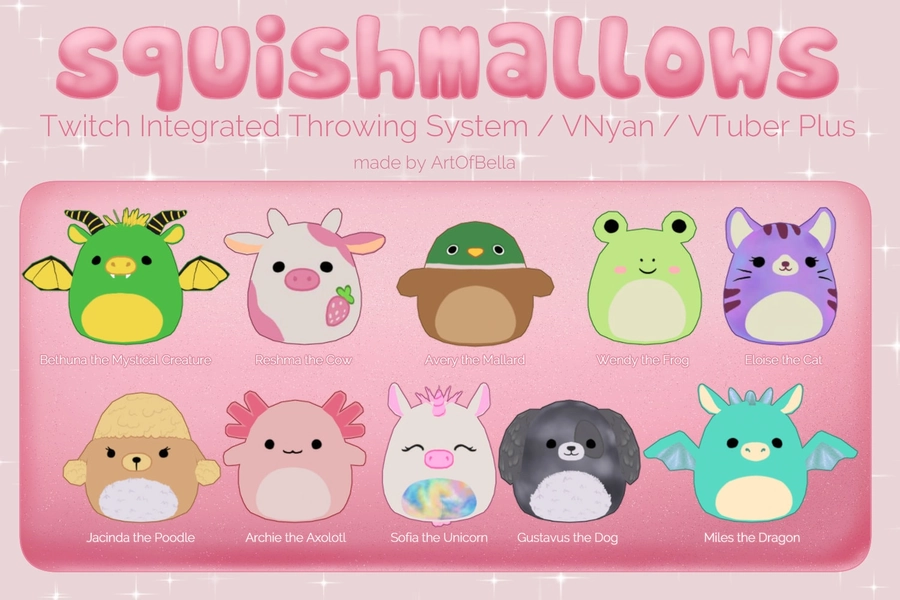 Squishmallow Set | 3D Assets for Streaming Compatible for Twitch Integrated Throwing System/VNyan/VTuber Plus