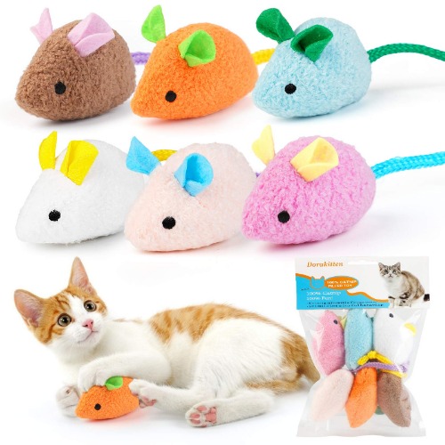 6Pcs Cats Mouse Plush Cat Toys 