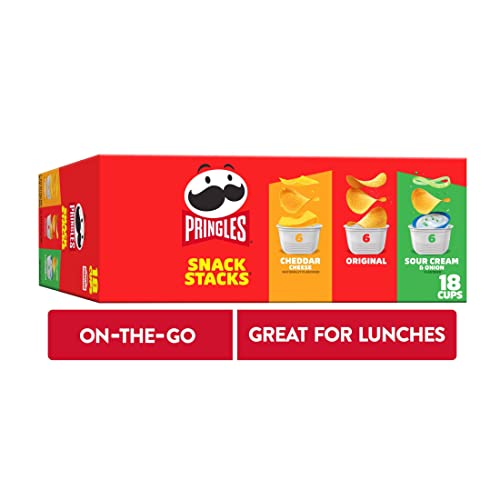 Pringles Potato Crisps Chips, Lunch Snacks, Office and Kids Snacks, Snack Stacks, Variety Pack, 12.9oz Box (18 Cups) (Pack of 2)