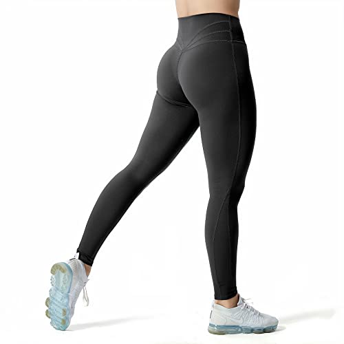 Aoxjox High Waisted Workout Leggings for Women Compression Tummy Control Trinity Buttery Soft Yoga Pants 26" - Black - Large