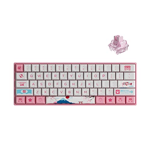 Akko World Tour Tokyo 3061S 60% Pink Wired Mechanical Gaming Keyboard, RGB Backlit, Hot-swappable Wired with OSA Profile PBT Keycaps and NKRO (Jelly Pink Switches) - Jelly Pink - 3061S (61-Key)