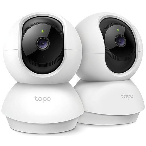 TP-Link Tapo 2K Pan/Tilt Security Camera for Baby Monitor, Dog Camera w/Motion Detection, 2-Way Audio, Siren, Night Vision, Cloud & SD Card Storage, Works with Alexa & Google Home, 2-Pack (C210P2) - White - 2-Pack
