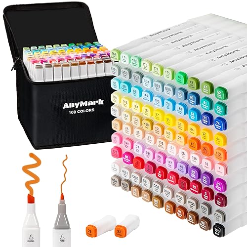 AnyMark 100 Colors Alcohol Markers Set