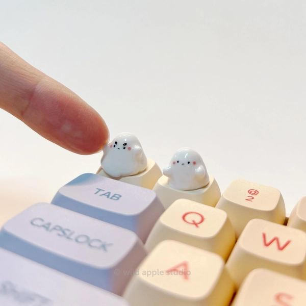 Baby Ghost Artisan Keycap | Grumpy Ghost Keycap | Cute Keycap | Artisan Keycaps | Handmade |