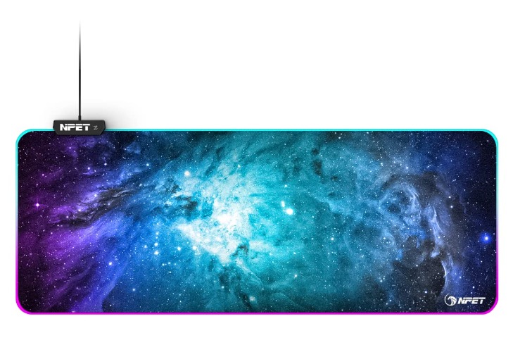 NPET MP02-SP Gaming Mouse Pad, Cloth Mouse Pad, Anti-Slip Base, RGB Backlit, Stitched Edges, Water-Resistant, Optimized for Gaming Sensors, XL - RGB MP02-SP