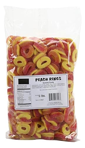 Dr. Snack Gummy Candy, Peach Rings, 5 Pound - Peach Rings - 5 Pound (Pack of 1)