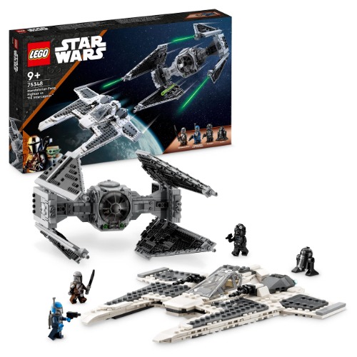 LEGO 75348 Star Wars Mandalorian Fang Fighter vs TIE Interceptor Byggset med Två Starfighters, Byggleksak för Barn med 3 Minifigurer, och Droid-figur, Samlarobjekt, Presentidé, från 9 år