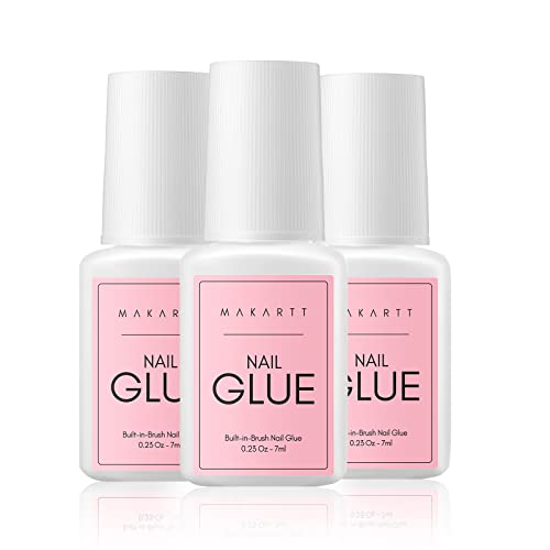 Makartt Nagelkleber mit Pinsel, Extra Stark und Schnelltrocknend Professionelle Salon-Qualität, Perfekt für Kunstnägel, Falsche Acrylnägel, Nagelkunst, Naturnägel - 3 pcs