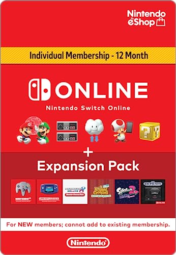 Nintendo Switch Online + Expansion Pack Individual Membership Standard 12 Months - Nintendo Switch [Digital Code] - Nintendo Switch Digital Code - Individual: 12-month - Nintendo Switch Online + Expansion Pass