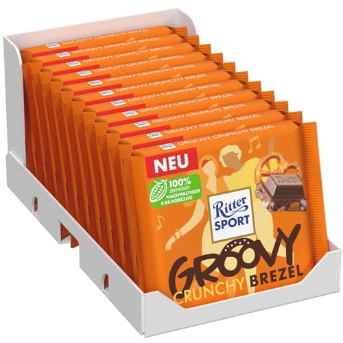 Ritter Sport Groovy Crunchy Brezel Milchschokolade mit Brezelstückchen und Cornflakes 11er Pack(11x100g)