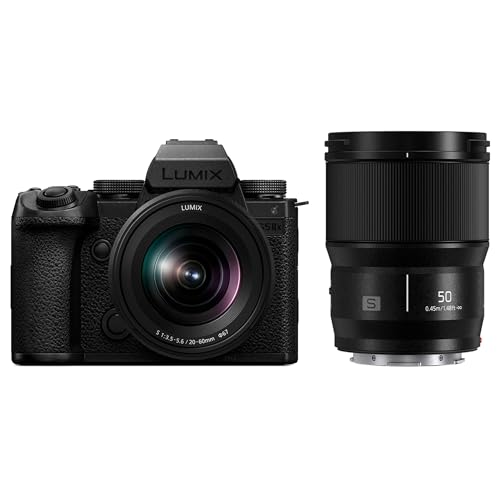 Panasonic LUMIX S5IIX Mirrorless Camera, 24.2MP Full Frame Phase Hybrid AF, Unlimited Recording, 5.8K Pro-Res, RAW Over HDMI, IP Streaming, 20-60mm F3.5-5.6 + 50mm F1.8 Lenses-DC-S5M2XWK - w/ 20-60mm and 50mm - Base