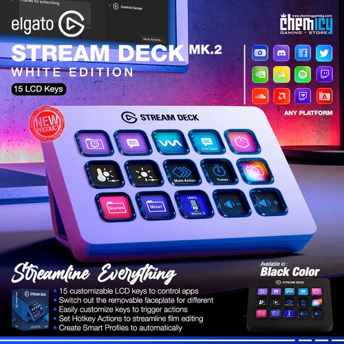 Elgato Stream Deck MK.2 15 LCD Keys Live Controller - Putih di Chemicy Gaming | Tokopedia