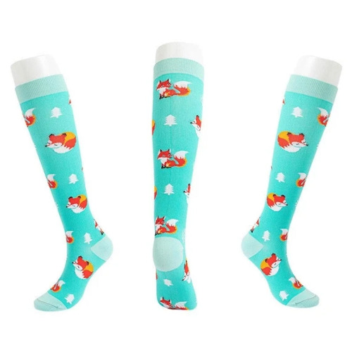 Fox Patterned Knee High (Compression Socks) - L/XL