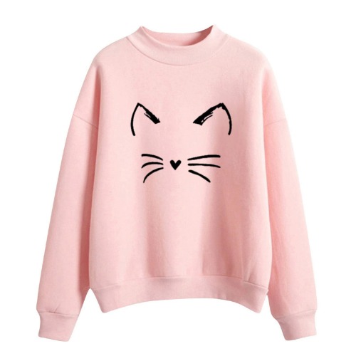 Zzalalana Kawaii Cute Sweatshirt for Women Cat Graphic Sweater Shirts Long Sleeve Crewneck Casual Cropped Pullover Tops