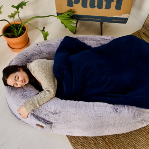 The Plufl: The World's First Human Dog Bed | Arctic Grey