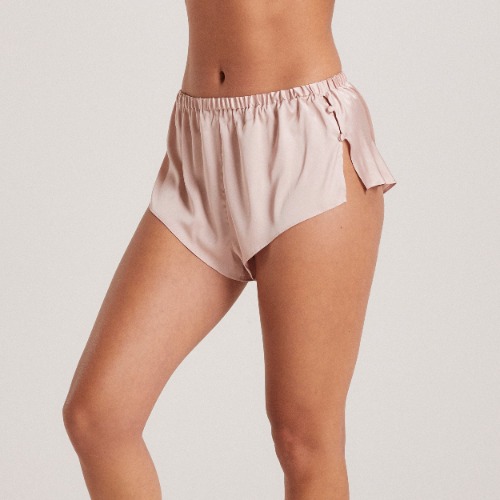 Mini Satin Pyjama Shorts - Blush | M