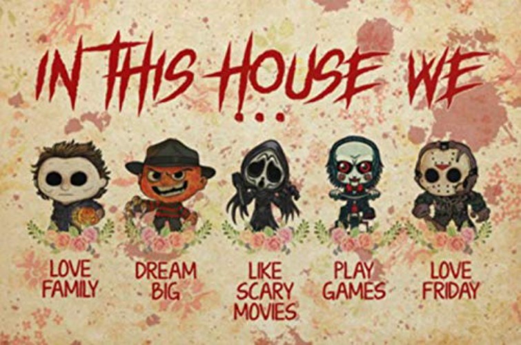 SIGNCHAT in This House We Love Family Dream Big Love Friday Halloween Horror Movies Vintage Metal Sign Poster 8x12 inches - 8x12 INCH Tin Sign416