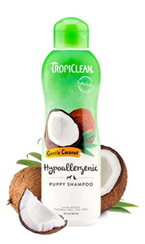 TropiClean Coconut Hypoallergenic Dog Shampoo | Gentle Puppy Shampoo for Sensitive Skin | Natural Pet Shampoo Derived from Natural Ingredients | Kitten Friendly | Made in the USA | 20 oz. - Shed Control Shampoo