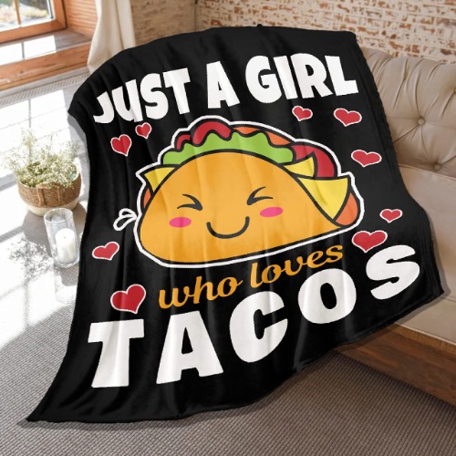 Taco Throw Blanket,Just Girl Who Loves Tacos Blankets,Funny Gift for Girls Food Lover,Soft Lightweight Plush Quilt,Couch Bed Sofa Decoration 40"x30" Extra Small for Pets - Just Girl Loves Tacos 40"x30" Extra Small for Pets