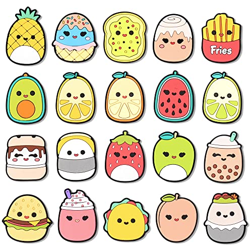 Cute Shoe Charms Fruit 20PCS Food Shoe Charm for Croc Clog Sandals Wristband Bracelets Avocado Ice cream Boba Shoe Charms Pack for Holiday Birthday Gifts Party Favor
