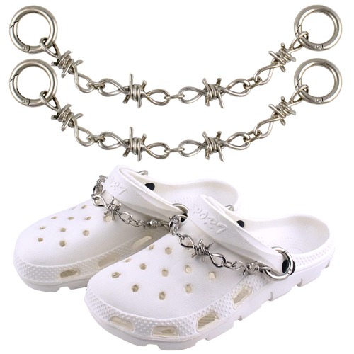 VIQWYIC 2 Pieces Alloy Crystal Shoe Charms Chains, Fashion Crystal Metal Style Chain DIY Shoe Charms for Sandals Clog Accessories, Shoe Decoration - Twist Chain