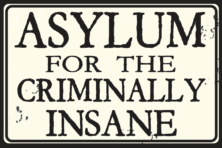 Asylum For The Criminally Insane 12" x 8" Tin Sign Inmate Loony Bin Mental Institution Themed Decor