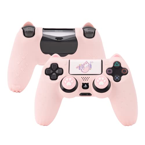GeekShare Cat Paw PS4 Controller Skin Anti-Slip Silicone Skin Protective Cover Case for Playstation 4 DualSense Wireless Controller - Pink - Pink