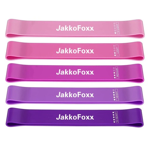 Resistance Loop Exercise Bands Exercise Bands for Home Fitness, Stretching, Strength Training, Physical Therapy, Crossfit, Elastic Workout Bands for Women Men Kids, Set of 5 - Pink